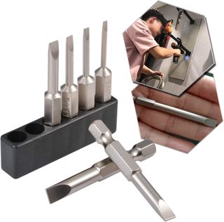 4 Stück 150mm Schlitz Schraubendreher Bit Set Magnetische Flachkopf Bits S2 Legierter Stahl 1/4 Zoll Sechskant Schaft Schraubendreher Bit Set - Dia 3mm 4mm 5mm 6mm