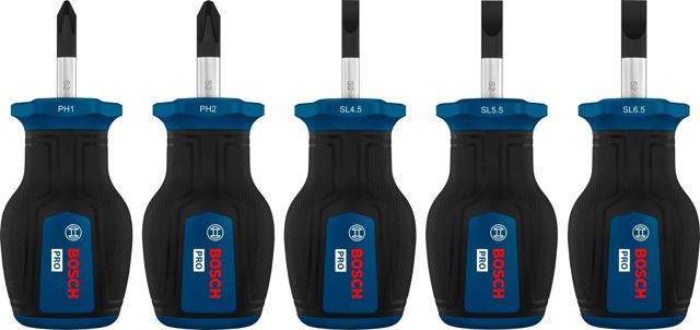 Bosch 5x PRO Stubby-Schraubendreher-Set PH/SL, 5-tlg. (Zubehör Handwerkzeug)