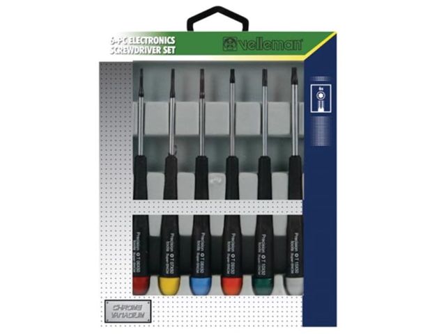Velleman Präzisionsschraubendreherset, 6-teilig, Torx, Chrom-Vanadium, magnetisch, schwarz