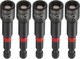 QUARKZMAN 5 Stück 13mm 6-Punkt Steckschlüssel Stecknuss mit 1/4" Sechskantschaft, 150mm Lang Metrischer Magnetisch Bohrerspitze Schwarz Phosphatiert CR-V Stahl für Schraubendreher
