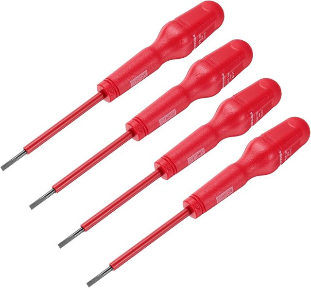 QUARKZMAN 4 Stück 1000 V isolierter Elektriker-Schraubendreher CR-V rot