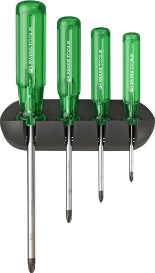 PB SWISS TOOLS PB Swiss Tools Classic Screwdriver Set with Wall Rack for Pozidriv Screws, size 0-3