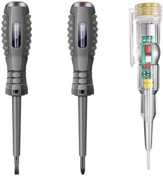 Spannungsprüfer Schraubendreher, Doppelzweckstift, elektrischer Detektor, LED-Lichtkreiswerkzeug für Elektriker und Techniker, transparent, Schlitzkopf, 3 Stück