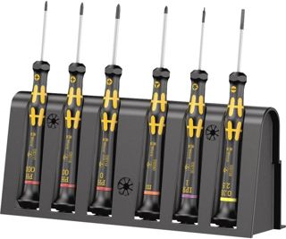 Wera 05030180001 1550/6 ESD Elektroniker-Schraubendrehersatz + Rack, 6-teilig