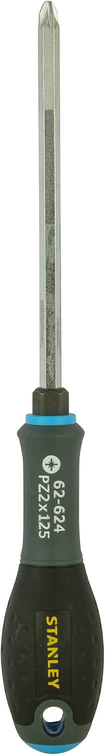 Stanley FatMax Schraubendreher mit Sechskantansatz FMHT0-62624 (Pozidriv PZ2, 125mm Klingenlänge, Chrom-Vanadium-Klinge, sandgestrahlte Spitze, ergonomischer SoftGrip Handgriff mit Aufhängeauge)