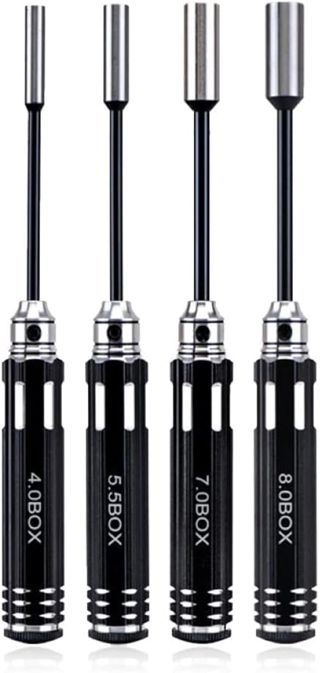 Sechskant Schraubendreher Satz 4-teilig, RC Modellbau Werkzeug, RC Innensechskant Mutter Treiber Tool Kit mit 4.0, 5.5, 7.0, 8.0mm für RC Autos Helikopter Hubschrauber Flugzeug Schraubendreher
