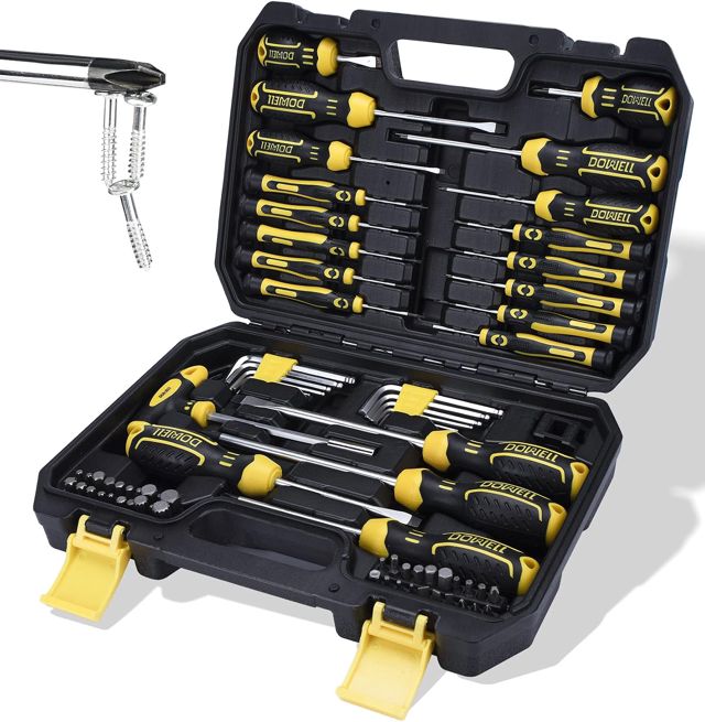 DOWELL Magnetischer Schraubendreher Set Schlitz/Phillips/Torx 108-teilig Stubby Schraubendreher Mini Präzisions-Schraubendreher Bits Set