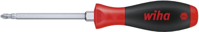 Wiha Schraubendreher SoftFinish® Pozidriv mit Sechskantklinge und Sechskantansatz (00776) PZ1 x 80 mm ergonomischer Griff für kraftvolles Drehen, Allrounder für Industrie und Handwerk