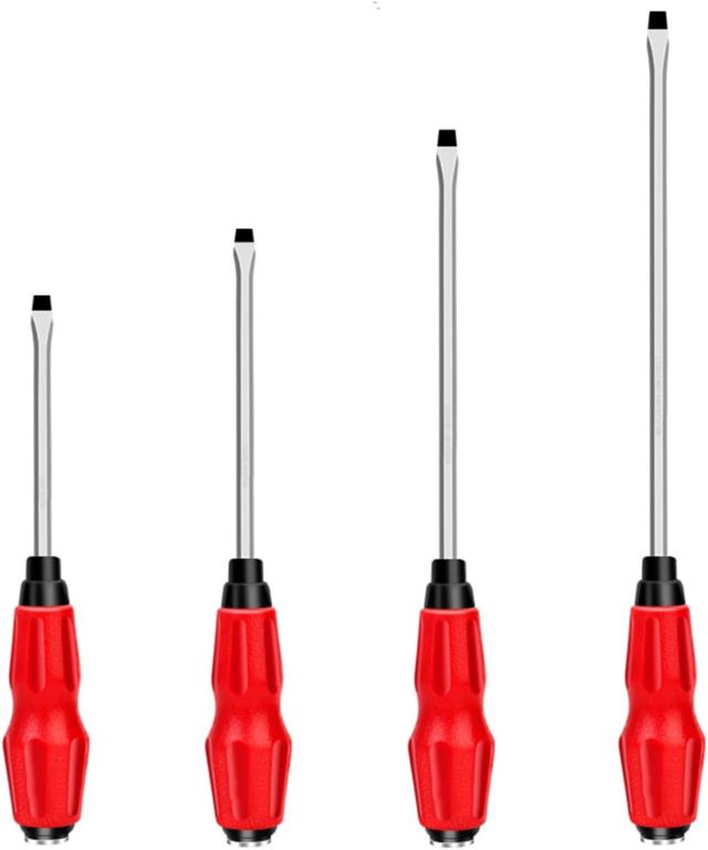 4 PCS Präzision Flachkopf Schraubendreher Set,6x100mm, 6x125mm, 6x150mm, 8x200mm,Multifunktionale Magnet Flachkopf Schraubendreher für Montage und Reparatur.