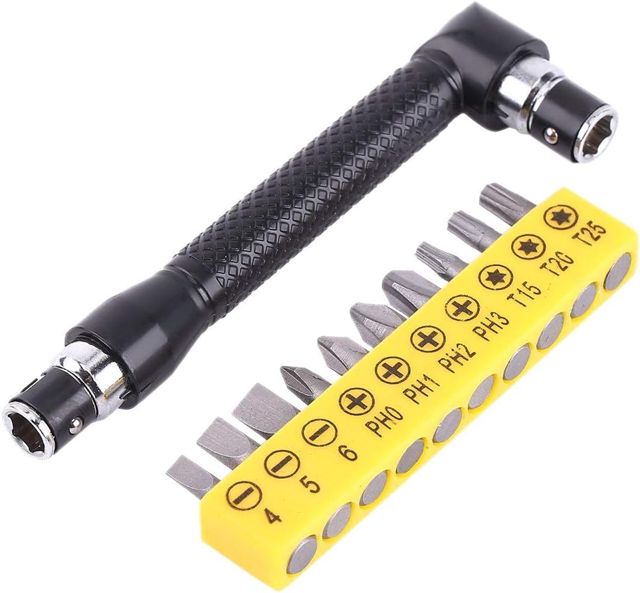 Walfront 10 Stück Schraubendreher L-Form Verlängerung Griff Doppelkopf Sechskant Stecknuss Schraubendreher Flach Torx Handwerkzeug Set