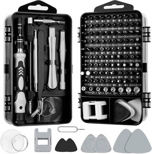 Retoo 115 tlg Feinmechaniker Mini Reparatur, Schraubendreher Set aus Stahl, Werkzeug für Elektronik Laptop Uhr Brille Tablet, Schraubendreher-Set Reparatursatz