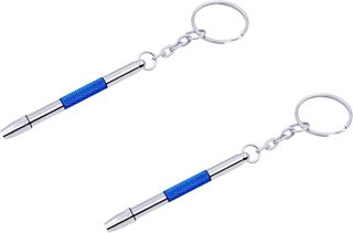 2 Stück Mini Brillen Schraubendreher, 4 in 1 Uhren Präzision Schraubendreher Set, Brillen Reparatur Set, Sunglass Watch Spielzeug Repair mit Schlüsselbund,Edelstahl Legierungs Uhrmacherwerkzeug