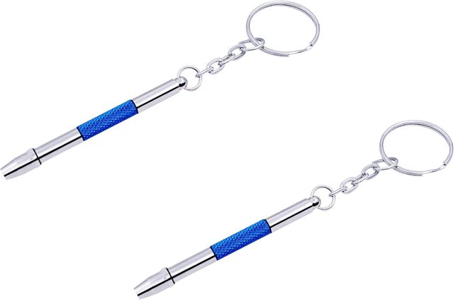 2 Stück Mini Brillen Schraubendreher, 4 in 1 Uhren Präzision Schraubendreher Set, Brillen Reparatur Set, Sunglass Watch Spielzeug Repair mit Schlüsselbund,Edelstahl Legierungs Uhrmacherwerkzeug