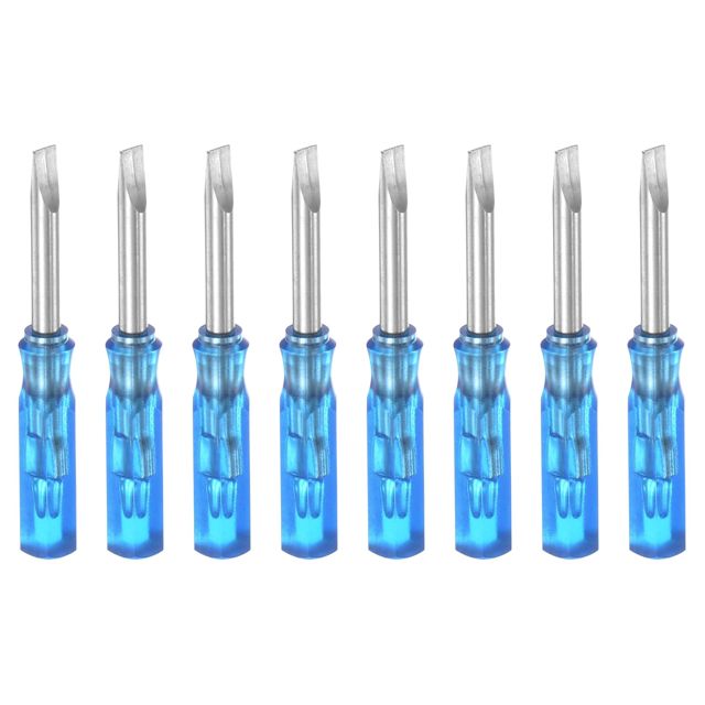 QUARKZMAN 4 Stück SL3.0 Mini Schlitzschraubendreher Set Kleine Schraubenzieher Set 3mm Magnetisch Schlitzkopf 45mm Länge Feinmechaniker Schraubendreher Set für Reparatur Werkzeug Set, Blau