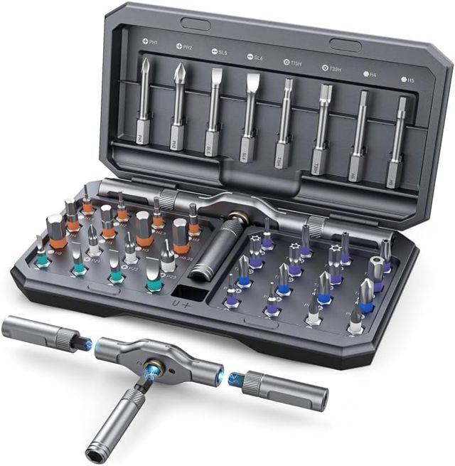 Ratschen-Schraubendreher-Set, 24-in-1-Multi-Bit-Ratschenschlüssel-Schraubendreher-Set für Computer, Brillen, Fahrräder, Uhren, Ring-Türklingel, Möbel und Heimwerker (24-in-1)