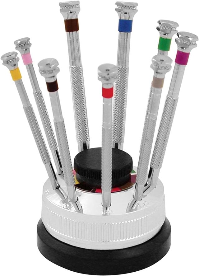 9 Schraubendreher auf Drehständer IWTC by S1 Deluxe® für Uhrmacher