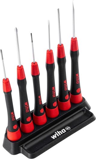 Wiha Feinschraubendreher Set PicoFinish® Schlitz, Phillips 7-tlg. inkl. Halter I Präzision im Kopf I Reparaturset für Modellbau und Hobby (42990)
