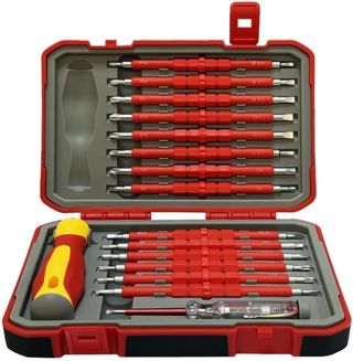 29-teiliges isoliertes Schraubendreher-Set mit magnetischen Spitzen, Kreuz- und Schlitzschraubendreher aus Chrom-Vanadium-Stahl, ergonomischem Griff, für Elektriker Reparaturwerkzeug