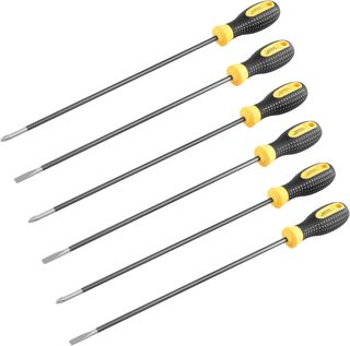 SINJEUN 6 Stück Schraubendreher Set, 3 Kreuzschlitzschraubendreher und 3 Flachschraubendreher, 6 x 300 mm, Lang, Magnetisch
