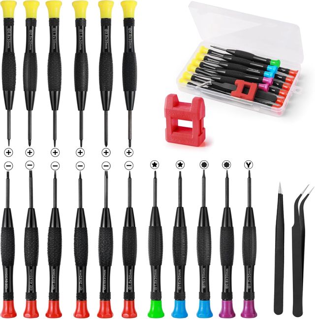 19 Stück Uhrmacher Schraubendreher Set, Brillen Schraubendreher, Kleine Magnetische Schraubendreher Set mit 2 Pinzette 1 Magnetisierer, Precision Reparatur Schraubendreher für Uhren Brille