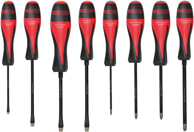 KS Tools 922.6440 Set mit 8 Ultimategrip Schraubendrehern, Schlitz PZ - Praktisches und einfach zu bedienendes Reparaturset - Schraubendreher Werkzeug für Heimwerker und Profi