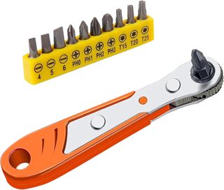 Ratschenschlüssel-Set Ratschenschraubendreher - Magnetischer Mini-Ratschenschlüssel mit 10 Bits, Bit-Schraubendreher Winkelschraubendreher Stubby-Ratschenschraubendreher, Multifunktionswerkzeug Gadget