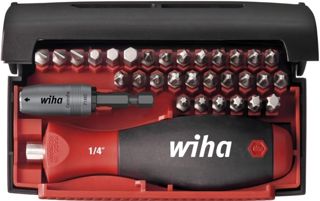 Wiha Bit Set Collector 32-tlg. inkl. Box I Magnetischer Bithalter I Multibit Schraubendreher I Standard 25 mm gemischt 1/4" C6,3 (34686)
