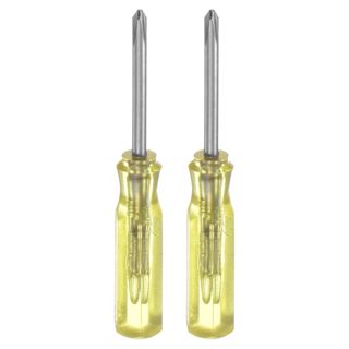 QUARKZMAN 2 Stück PH0 Mini Kreuzschraubendreher Set Kleine Schraubenzieher Set 2mm Magnetisch Kreuzkopf 45mm Länge Feinmechaniker Schraubendreher Set für Reparatur Werkzeug Set, Gelb