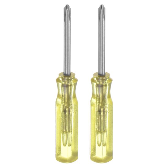 QUARKZMAN 2 Stück PH0 Mini Kreuzschraubendreher Set Kleine Schraubenzieher Set 2mm Magnetisch Kreuzkopf 45mm Länge Feinmechaniker Schraubendreher Set für Reparatur Werkzeug Set, Gelb