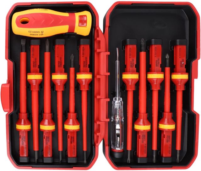 TOPINCN Isolierte Elektriker Schraubendreher -Set, Schlitz- und Quadratfahrer -Kit, Schraubendreher -Kits, Elektriker -Werkzeuge mit Griff für die Reparatur von Home DIY Automotive