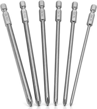 QWORK® Kreuzschlitz Schraubendreher Bits Set 150mm – 6er Pack S2 Stahl PH1 PH2