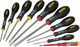Stanley FatMax Schraubendreher-Set, Schraubenzieher-Set, Schlitz, Phillips, Tester, 10-teilig im Koffer, 0-65-439