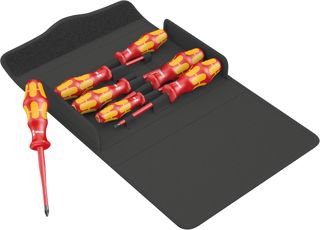Wera 05136013001 Kraftform 100 iS/7 Set 1 Schraubendrehersatz Kraftform Plus Serie 100. Teilweise mit reduziertem Klingendurchmesser, 7-teilig