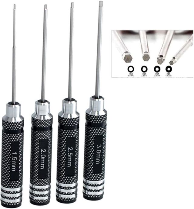 Sechskant Schraubendreher Satz 4-teilig,RC werkzeug set, für RC Autos, Boote, Renndrohnen, Roboter, 1.5mm 2.0mm 2.5mm 3.0mm