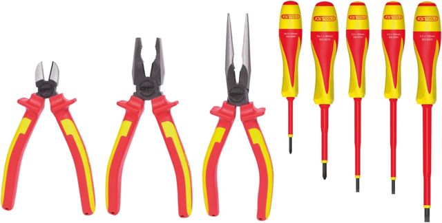 KS Tools 117.1105 VDE Zangen- und Schraubendreher-Satz mit Hüllenisolierung nach DIN EN 60900, 8-teilig