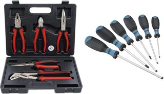 BGS Diy 330 | Zangen-Satz | 5-tlg. & HAZET Schraubendreher-Satz 810SPC/6 | 6-teilig mit rutschfestem 3-Komponenten-Griff, 4x Schlitz-Profil, 2x Kreuzschlitz-Profil