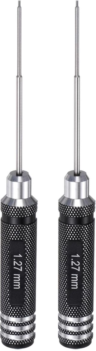 QUARKZMAN 2 Stück Sechskant Schraubendreher Set, 2mm Metall-Titan Sechskantschlüssel Schraubenzieher Werkzeug Silber für RC Modelle Auto Helikopter Boot Reparatur, Schwarz-Silber Griff