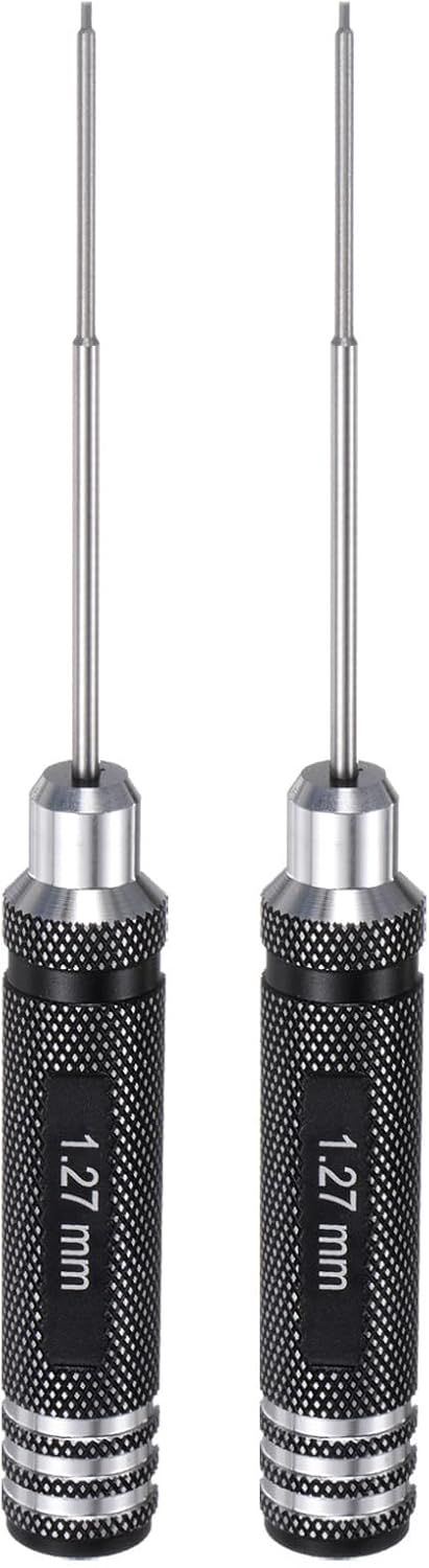 QUARKZMAN 2 Stück Sechskant Schraubendreher Set, 2mm Metall-Titan Sechskantschlüssel Schraubenzieher Werkzeug Silber für RC Modelle Auto Helikopter Boot Reparatur, Schwarz-Silber Griff