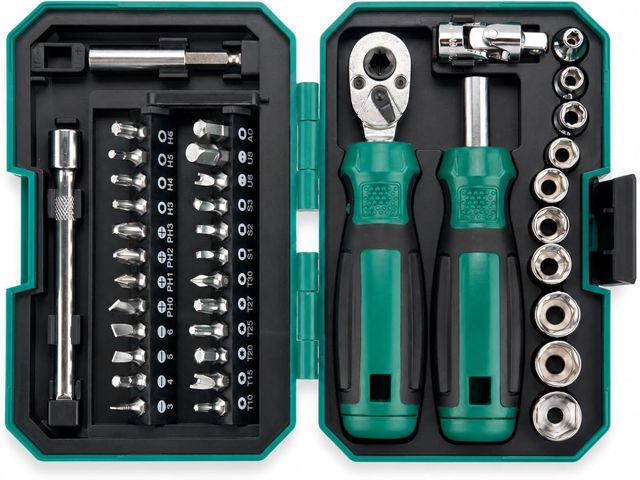 40tlg. 1/4" Mini Ratsche Steckschlüsselsatz für Fahrrad Moto Autoreparatur