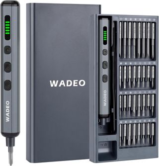 WADEO Mini Elektro Schraubendreher Set, 82 in 1 Magnetische Präzisions-Schraubendreher Kit, 5 Gänge Drehmoment, 4 LED-Leuchten, geeignet für Reparatur der iPhone, Handy, Laptop, Brillen, Uhren usw.