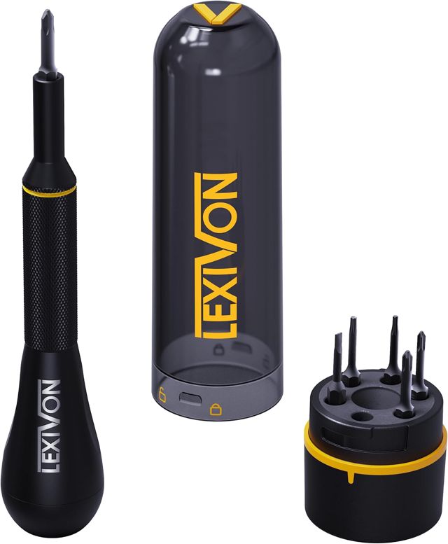 LEXIVON Mini-Präzisions-Schraubendreher-Set, eloxiertes Aluminium, sechs S2