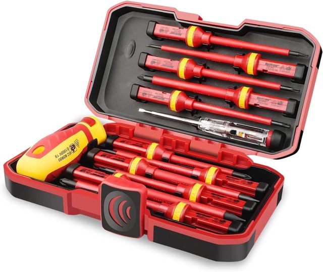 13 Stücke Vde Isolierte Schraubendreher Set, Elektriker Schraubenzieher VDE Geprüft, V 1000 V Magnetisch Schlitz Kreuzschlitz Pozidriv Torx Schraubendreher, Elektriker Hand Werkzeuge