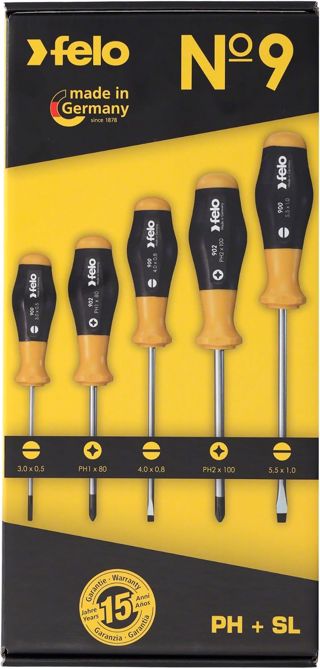 Felo Serie 9 Schraubendreher-Set PH mit 2K-Griff, 5-teilig