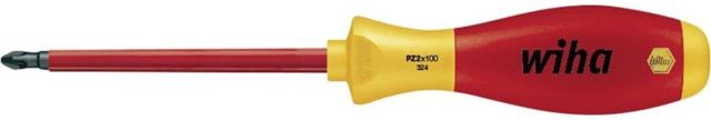 Wiha Schraubendreher SoftFinish® electric slimFix Pozidriv (00878) PZ1 x 80 mm für tiefliegende Schrauben, ergonomischer Griff für kraftvolles Drehen, Allrounder für Elektriker, VDE-geprüft, stückgeprüft
