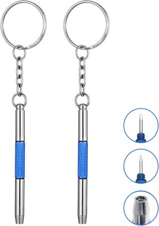 Mini Brillen Schraubendreher, 3 in 1 Edelstahl Screwdriver Brillen Reparatur Set, Brillenwerkzeug Set Klein mit Schlüsselbund Tragbarer Schraubendreher für brillen, Schmuck und Uhren Reparat (2)