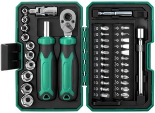 40-teiliges Steckschlüssel-Set, 15 cm Stahllegierung, Multi-Bit-Werkzeug, magnetischer Schraubendreher, Taschen-Steckschlüssel (40 Stück rosa)