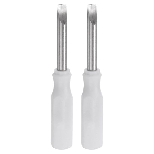 QUARKZMAN 2 Stück SL3.0 Mini Schlitzschraubendreher Set Kleine Schraubenzieher Set 3mm Magnetisch Schlitzkopf 45mm Länge Feinmechaniker Schraubendreher Set für Reparatur Werkzeug Set, Weiß