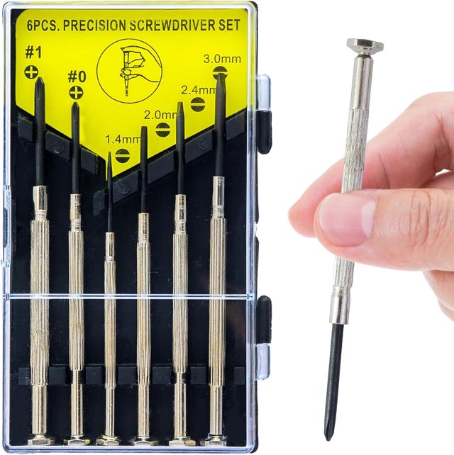 6 in 1 Mini Schraubendreher Set mit Schlitz-Schraubendreher und Kreuz-Schraubendreher,Brillen Reparatur Set,Professional Präzisions-Schraubendreher, Für Uhren,Computer