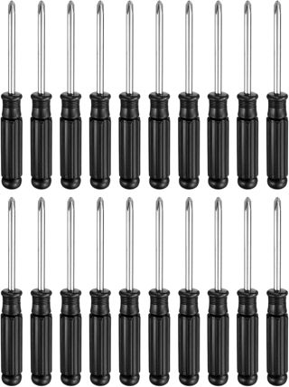 QUARKZMAN 20 Stück PH00 Klein Phillips Schraubendreher 92mm Länge Schraubenzieher Kohlenstoffstahl Mit 50mm Ergonomischem Griff Für DIY Reparaturen (Schwarz)