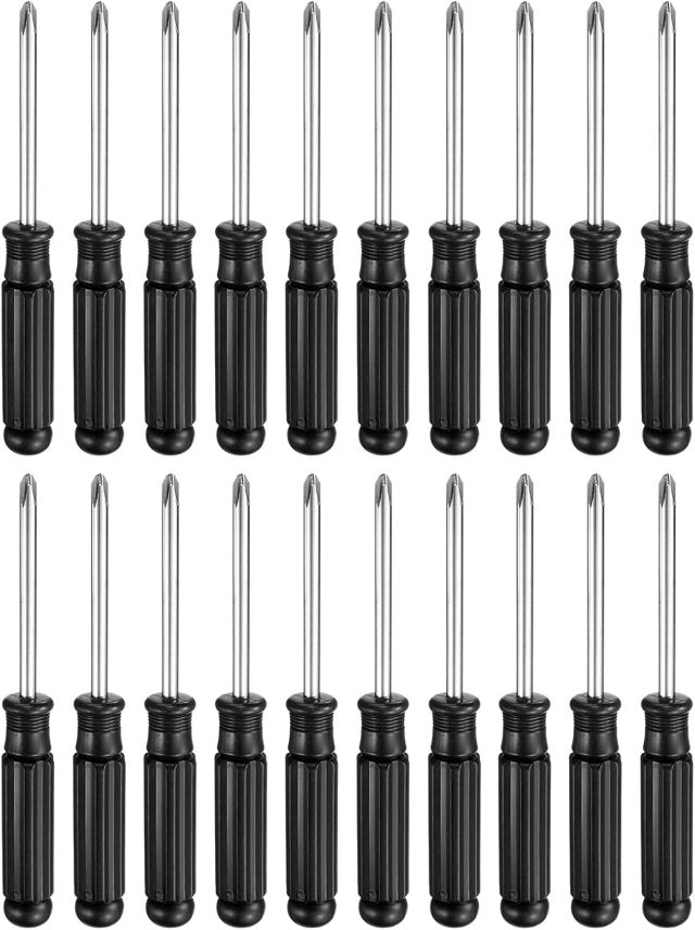 QUARKZMAN 20 Stück PH00 Klein Phillips Schraubendreher 92mm Länge Schraubenzieher Kohlenstoffstahl Mit 50mm Ergonomischem Griff Für DIY Reparaturen (Schwarz)